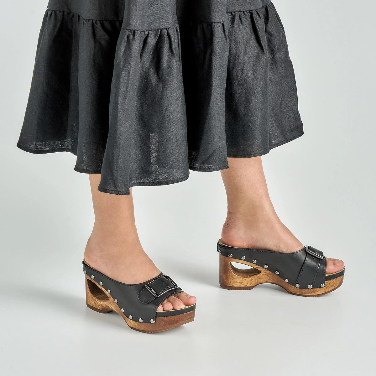 Adeline Black Calf Wood