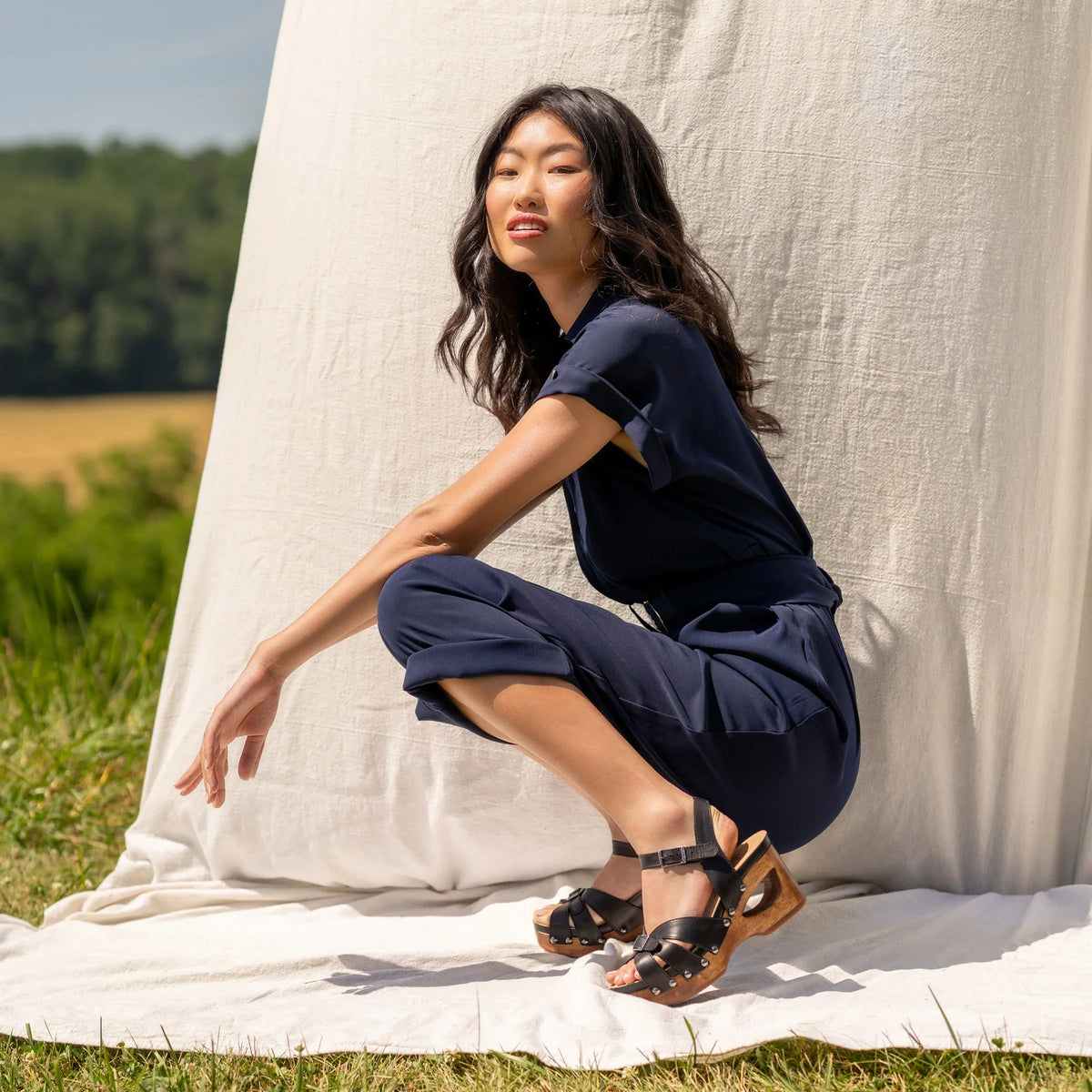 Alanna Black Calf Wood