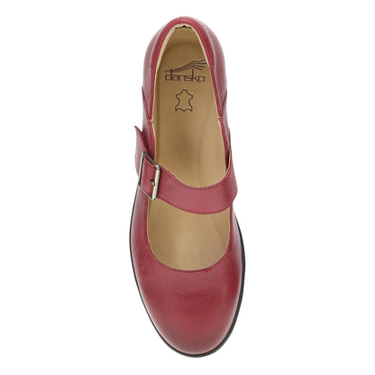 Collette Wide Red Burnished Nubuck
